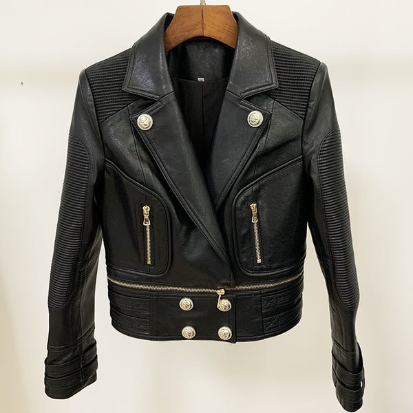 Leather Jacket With Gold Details