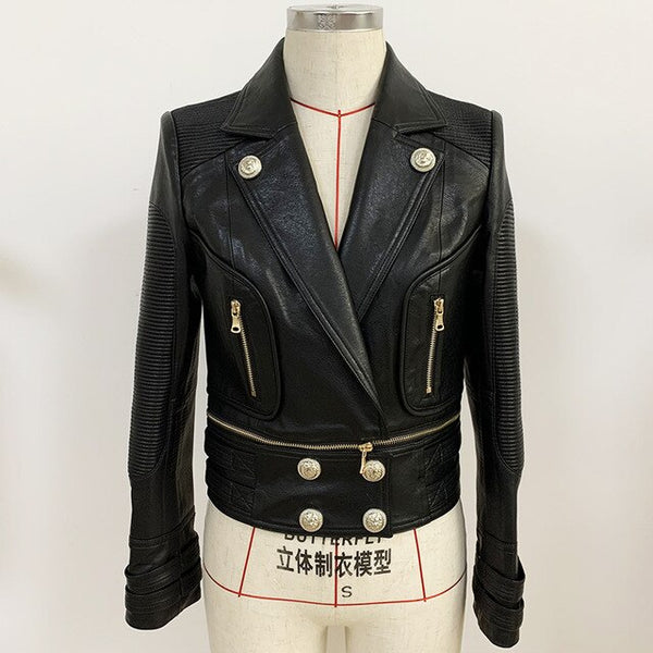 Leather Jacket With Gold Details
