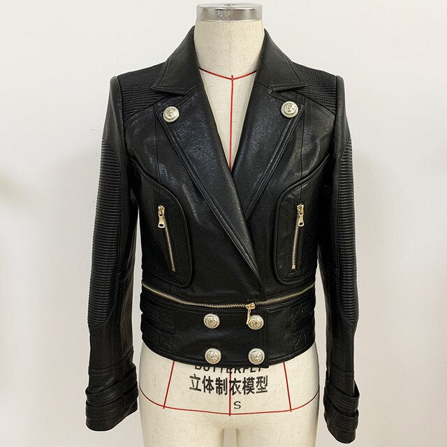 Leather Jacket With Gold Details Moda Studio