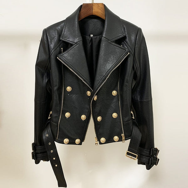 Leather Jacket With Gold Buttons