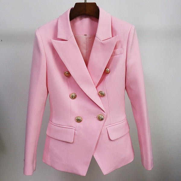 Double-Breasted Gold Buttoned Blazer