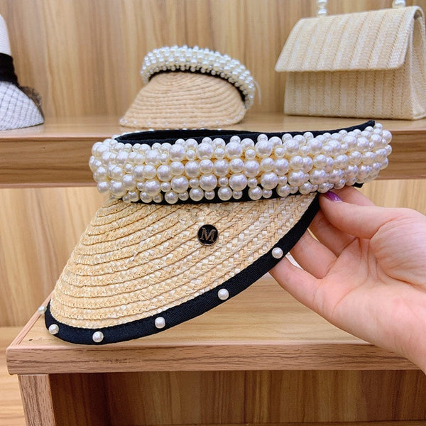 Straw Cap With Pearls